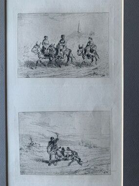 Vintage Donkey Etchings Jules Veyrassat